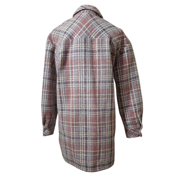 L'Academie Purple Wool Zuma Plaid Shacket Oversized XXS - Picture 3 of 6